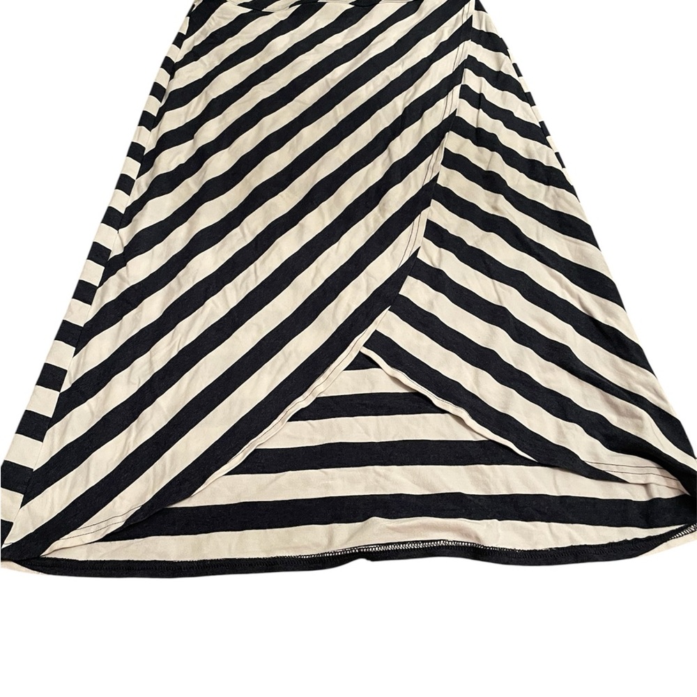Athleta Ribbon Stripe Midi Faux Wrap Skirt - navy XS- ovb